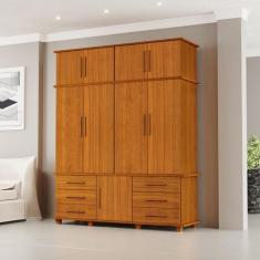 Guarda Roupas Solteiro Londres 4 Portas 6 Gavetas e Maleiro - Luapa Mo