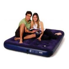 Colchão Inflável Casal Multiuso c/ Inflador Embutido Mor + Kit Reparo,