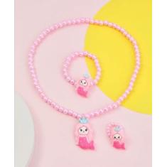 Kit 5 Cartelas Conjunto Colar  Pulseira Anel Infantil Pérolas Miçangas