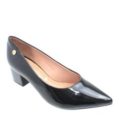 Sapato Feminino Salto Baixo Grosso Bico Fino Vizzano 1220.315, Preto v