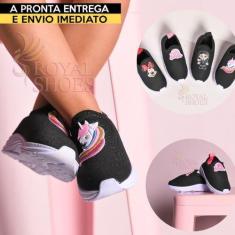 Tenis Meia Infantil Feminino Menina Personagens AntiDerrapante Confort
