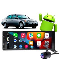 Central Multimidia 1 Din Civic 2001-2006 Carplay + Câmera de ré - E-Ca