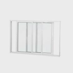 Janela de Correr Abertura Dupla 3 Folhas Vidro Liso 100x120cm Premium Esquadrias
