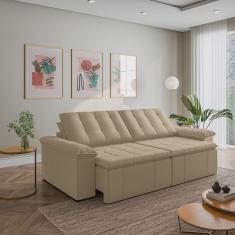 Sofá Cama Retrátil e Reclinável 4 Lugares 280cm em Veludo com Molas Palmeira Cabecasa