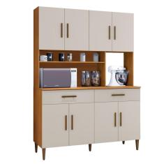 Armario De Cozinha 8 Portas 2 Gavetas Fortaleza Kaiki Moveis Nature/Off White
