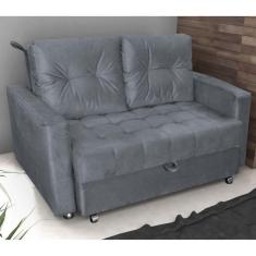 Sofá Cama 2 Lugares Yago Veludo Chumbo