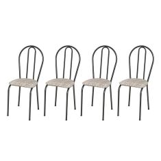 Kit 4 Cadeiras 004 Cromo Preto/rattan - Artefamol