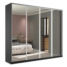 Guarda-Roupa Casal com Espelho Zermatt 4 PT 6 GV Preto - RR Móveis