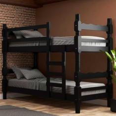 Beliche Madeira Maciça - vira 2 Camas - para Colchão 78/88 x 188cm Porto Multimóveis Vcr4138 Preto