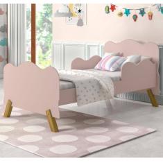 Cama Infantil Nuvem Rosa Com Proteção Lateral E Colchão