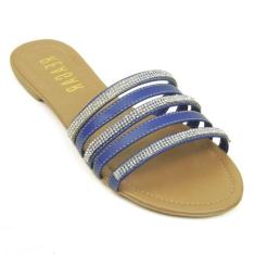 Rasteira feminina com strass Reagar Azul Ref.:6539, Azul, 37