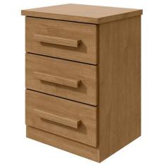 Mesa de Cabeceira Baião 3 Gavetas - Móveis Lopas, Amendoa Clean