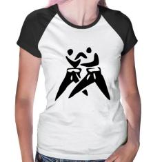 Baby Look Raglan Judô Jiu Jitsu - Foca na Moda, Branco, Preto, G