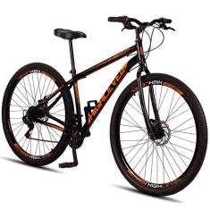 Bicicleta Aro 29 Aço Carbono Highlevel Freios a Disco 21 marchas, Pret