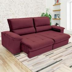 Sofá de 3 Lugares Linoforte Barcellos com 200 cm de Largura, Retrátil/Reclinável, com Revestimento em Tecido Suede