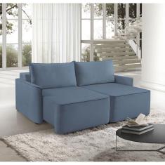 Sofá Retrátil 220cm com Kit Entrada USB 4 Lugares Moon 2324 Azul
