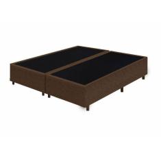 Base Box Casal Bipartido Suede Marrom - 30x138x188