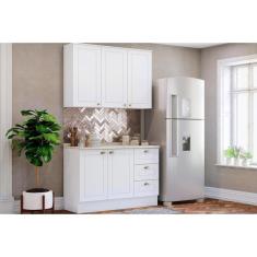 Cozinha Completa Americana (1 Aéreo, 1 Balcão, 1 Complemento) 3 Peças Branco - Henn