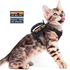 nanappice Peitoral tático para gatos à prova de fuga, peitoral ajustável para animais de estimação, enchimento de malha macia, gato grande, cachorro pequeno com fivela de liberação rápida e alça de