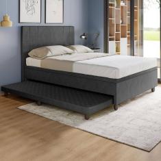 Base Box Casal com Cama Auxiliar c/colchão conjugado Veludo SkyBox