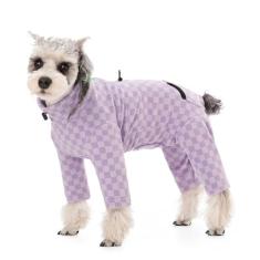 Casaco de inverno para cães, casacos quentes de lã para clima frio, pijama xadrez de gola rolê, macacão para cães, roupas de inverno para cães pequenos e médios, macacão antiqueda de pelos