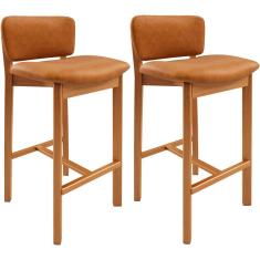 Kit 02 Banquetas Alta Para Cozinha Sala de Jantar Bar Dara L02 Couríssimo Canela - Lyam Decor