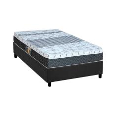Cama Box Solteiro: Colchão Molas Bonnel Castor System Class + Base Crc Suede Gray(88x188)