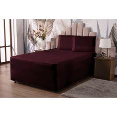 Lençol Casal Luva com Elástico Veste Colchão + Box Conjugado Malha Gel Spandex 1pç Vinho