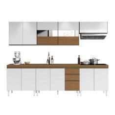 Armário De Cozinha Completa Com Balcão 12 Portas 2 Gavetas Clara Atacama - Branco Aramóveis