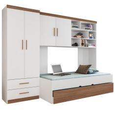 Quarto Infantil Modulado 4 Portas Com Bicama Chiara Carvalho-branco - Phoenix
