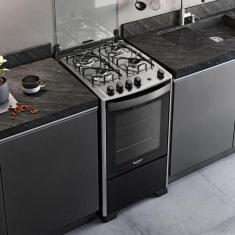 Fogão 4 Bocas Com Mesa Inox Dako Magister Preto Bivolt