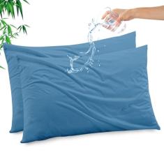 Gogreen Protetor de travesseiro impermeável de raiom de bambu, capa de travesseiro respirável, protetor de travesseiro refrescante com zíper, capa de travesseiro super macia com zíper (2 pacotes