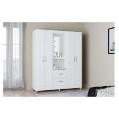 Guarda Roupa Solteiro Ambiente Cordoba 4 Portas Branco Brilho - Poquem