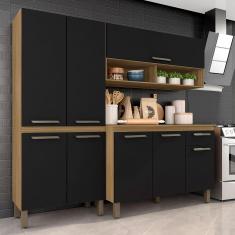 Armário De Cozinha Tieli 3 Peças Boreal/preto - Móveis Arapongas