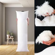 Travesseiro de Corpo Algodão Fibra Plumada   Capa Protetora 137x42cm Casa Dona