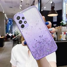 Bling Glitter Star Case para Samsung Galaxy S21 S20 Plus Ultra FE A21S A31 A51 A71 A02S A22 A32 A42 A52 A72 A03S A11 Capa Traseira, Roxa, Para Galaxy A32 4G
