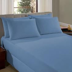 Lençol King com Elastico em Malha 100% Algodão Avulso - Azul