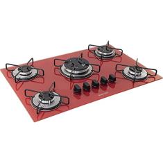 SUGGAR COOKTOP VIDRO VERMELHO 5 QUEIMADORES ESMALTADOS FG5305AVM