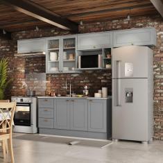 Cozinha Compacta 7 Peças Emily Espresso Móveis Cinza/Calcare