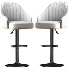 Conjunto De 2 Banquetas De Bar, Banquetas Giratórias Ajustáveis ​​em Altura De Balcão Com Encosto, Cadeiras De Bancada Altas De Couro PU Modernas Para Ilha De Cozinha/bar De Balcão E Sala De Janta