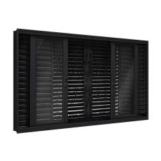 Janela de Aço Veneziana Flex com Grade Mosaico 6 Folhas 100X200cm Facilitá Lucasa Preto