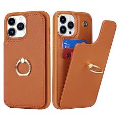 Lipvina Capa para iPhone 14 Pro Max com suporte para cartão, suporte para cartão de crédito, suporte de anel, capa carteira de telefone flip à prova de choque para mulheres e homens (6,7 polegadas,