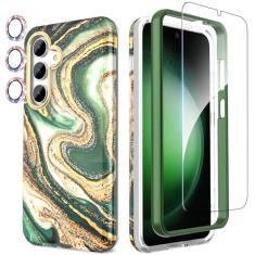 SHEDEER Capa projetada para Samsung Galaxy S24 Plus, com capa brilhante para câmera e protetor de tela, padrão chique à prova de desbotamento, proteção à prova de choque, capa de telefone elegante