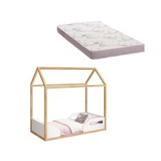 Mini Cama Montessoriana Zoe Infantil Branco Fosco/Madeira Pinus com Colchão - Reller