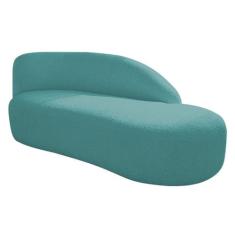 Divã Recamier Curvo Luna 140cm Lado Direito Suede - Amarena Móveis, Az