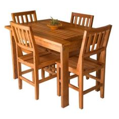Conjunto Mesa De Jantar Ripada 1,20m Com 4 Cadeiras Confort Em Madeira