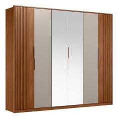 Guarda Roupa Casal Atrice Ripado 6 Portas com 2 Espelhos - Demartêz