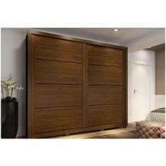 Guarda Roupa Casal Henn 2 Portas De Correr 4 Gavetas Thor Castanho