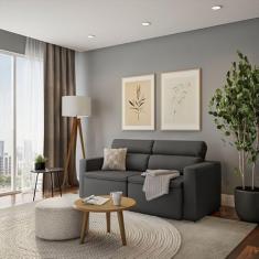 Sofá 3 Lugares Retrátil e Reclinavél Mannheim Suede Grafite 180 cm