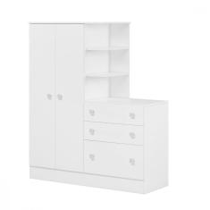 Guarda Roupa Infantil Doce Sonho 2 Portas 3 Gavetas Branco